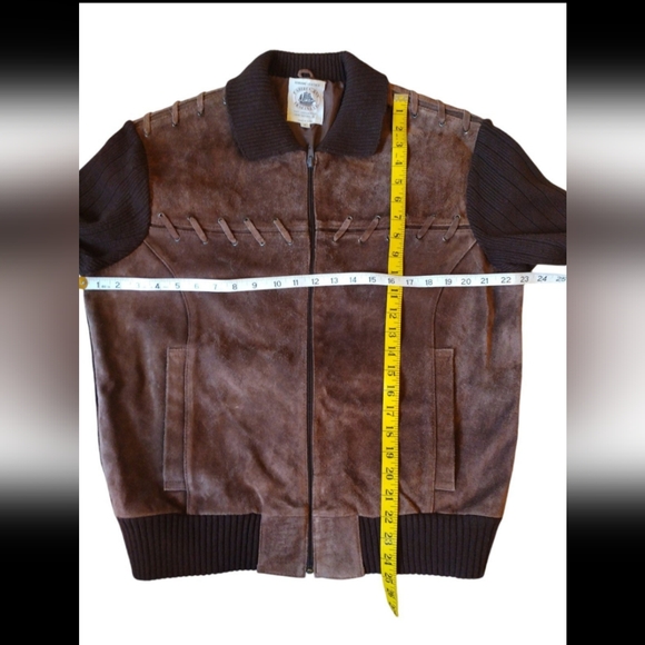 Vntg 60s 70s Mens Sueden Leather Sweater Jacket Caribou Bay Trading Co. - Picture 7 of 8